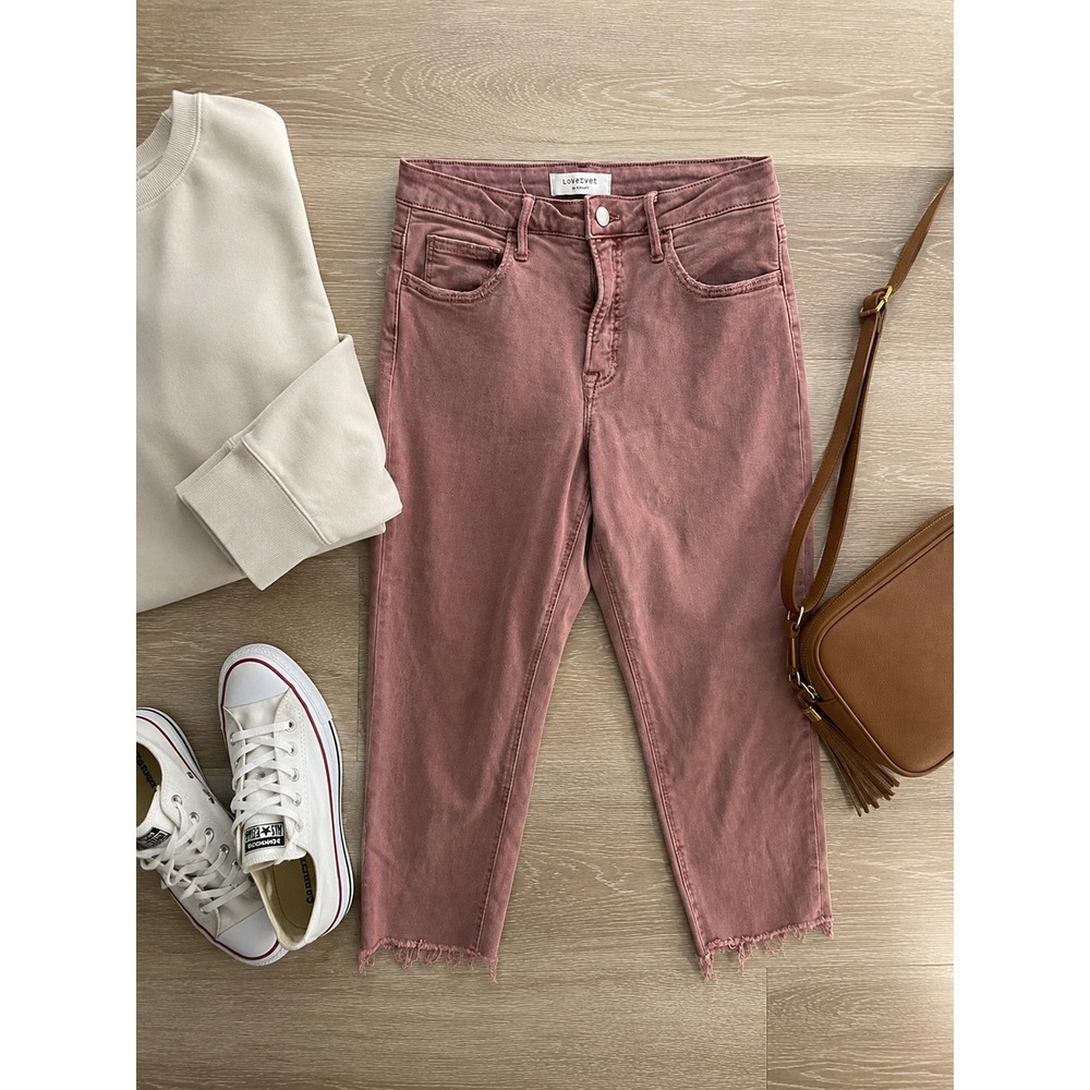 Lovervet by Vervet Mauve Pink High Rise Raw Hem Cropped Jeans Size 30/11